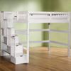 Loft Bed Full Staircase with Storage White