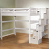 Loft Bed Twin Staircase with Storage White