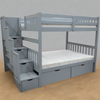 Bunk Bed Staircase Full over Full with Storage Grey