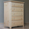 Solid Wood Five Drawer Chest Natural