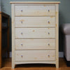 Solid Wood Five Drawer Chest Natural