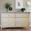 Solid Wood Six Drawer Dresser Natural