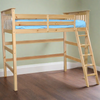 Full High Loft Bed with Angled Ladder Natural