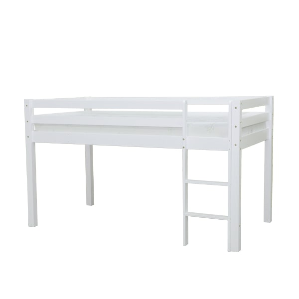 Junior Twin Low Loft Bed with Desk Chest and Bookcase White